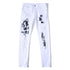 Skinny Printed Men's Jeans Elasticity Mid Waist Jeans Straight Pants